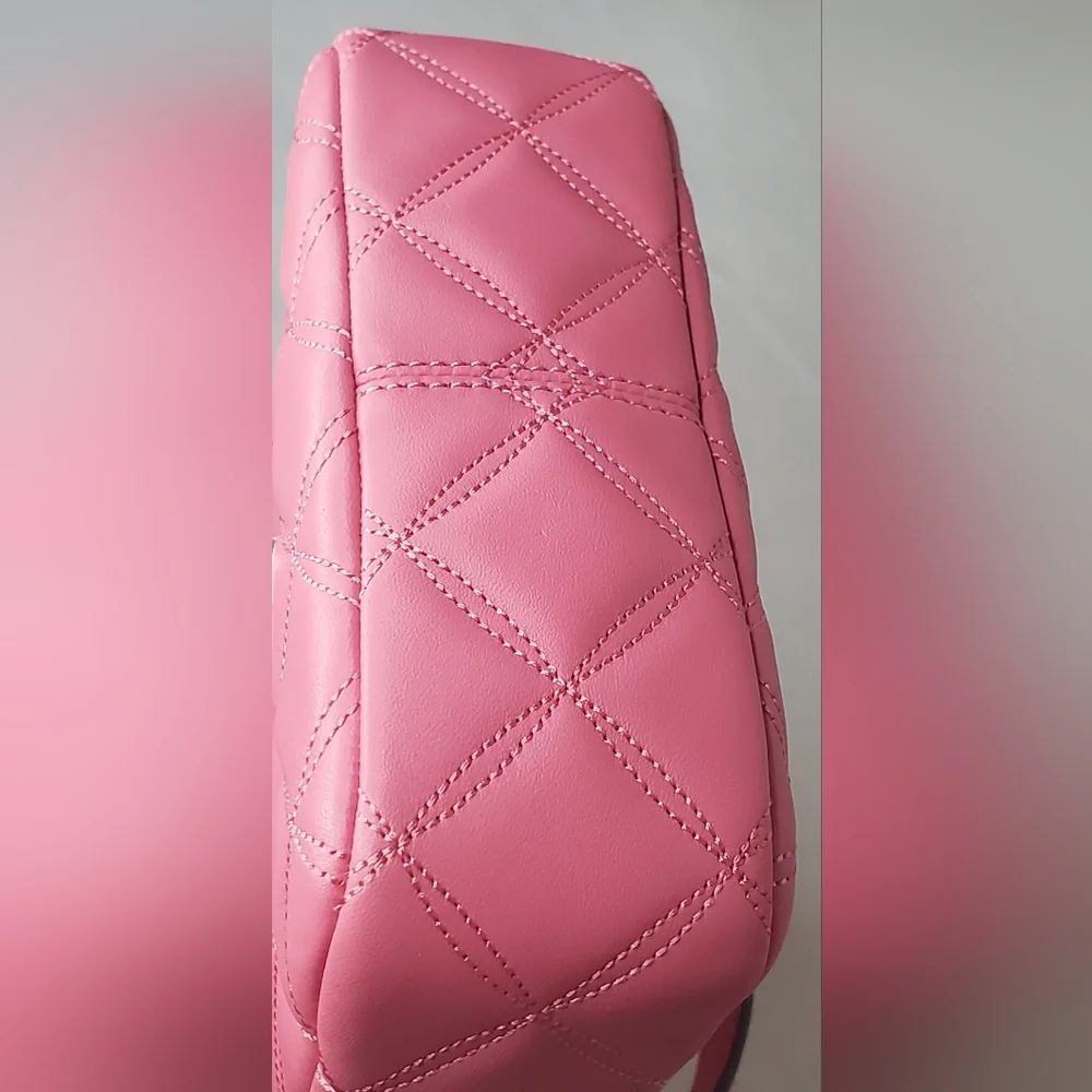 NWT Kate Spade -Small Quilted Pink Crossbody Handbag Bag with Silver Hardware - Picture 10 of 14